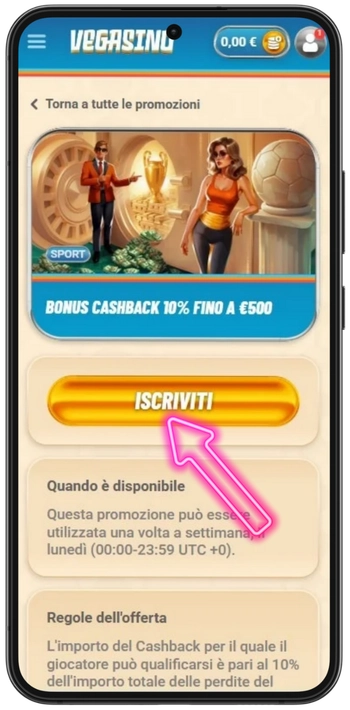 Attiva il bonus Vegasino